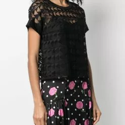 Karl Lagerfeld embroidered mesh top