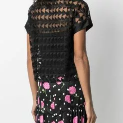 Karl Lagerfeld embroidered mesh top