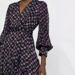 Karl Lagerfeld tetris print wrap dress