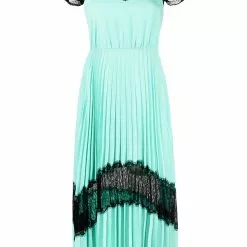Karl Lagerfeld lace panels pleated dress