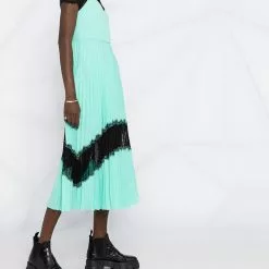 Karl Lagerfeld lace panels pleated dress