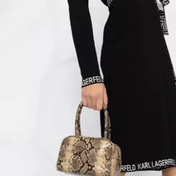 Karl Lagerfeld logo-embroidered wrap dress