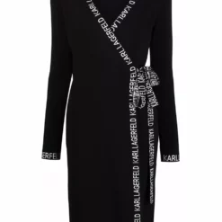 Karl Lagerfeld logo-embroidered wrap dress