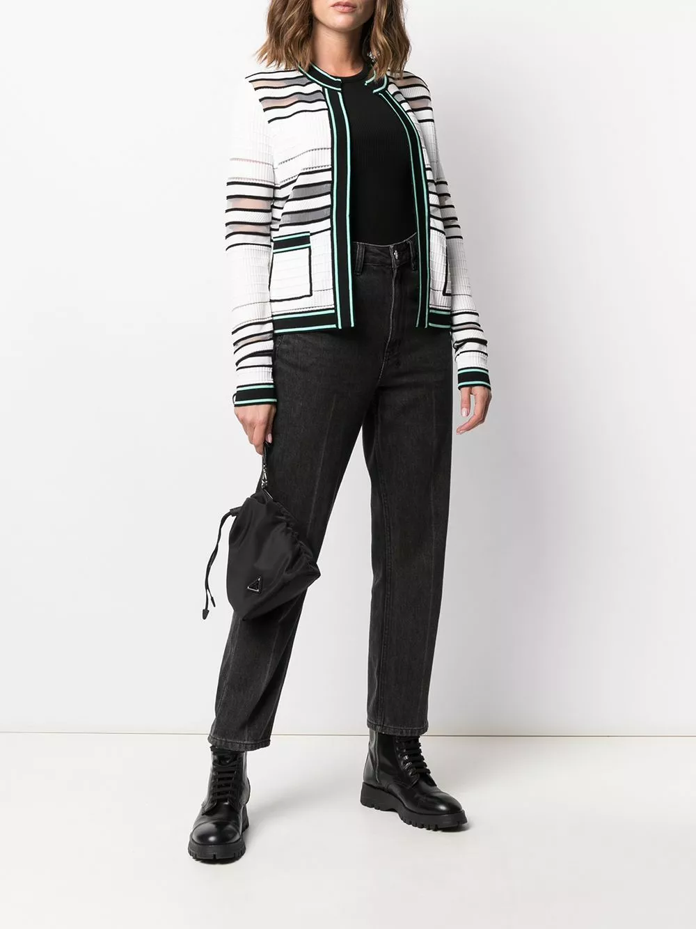 Karl Lagerfeld striped bouclé cardigan
