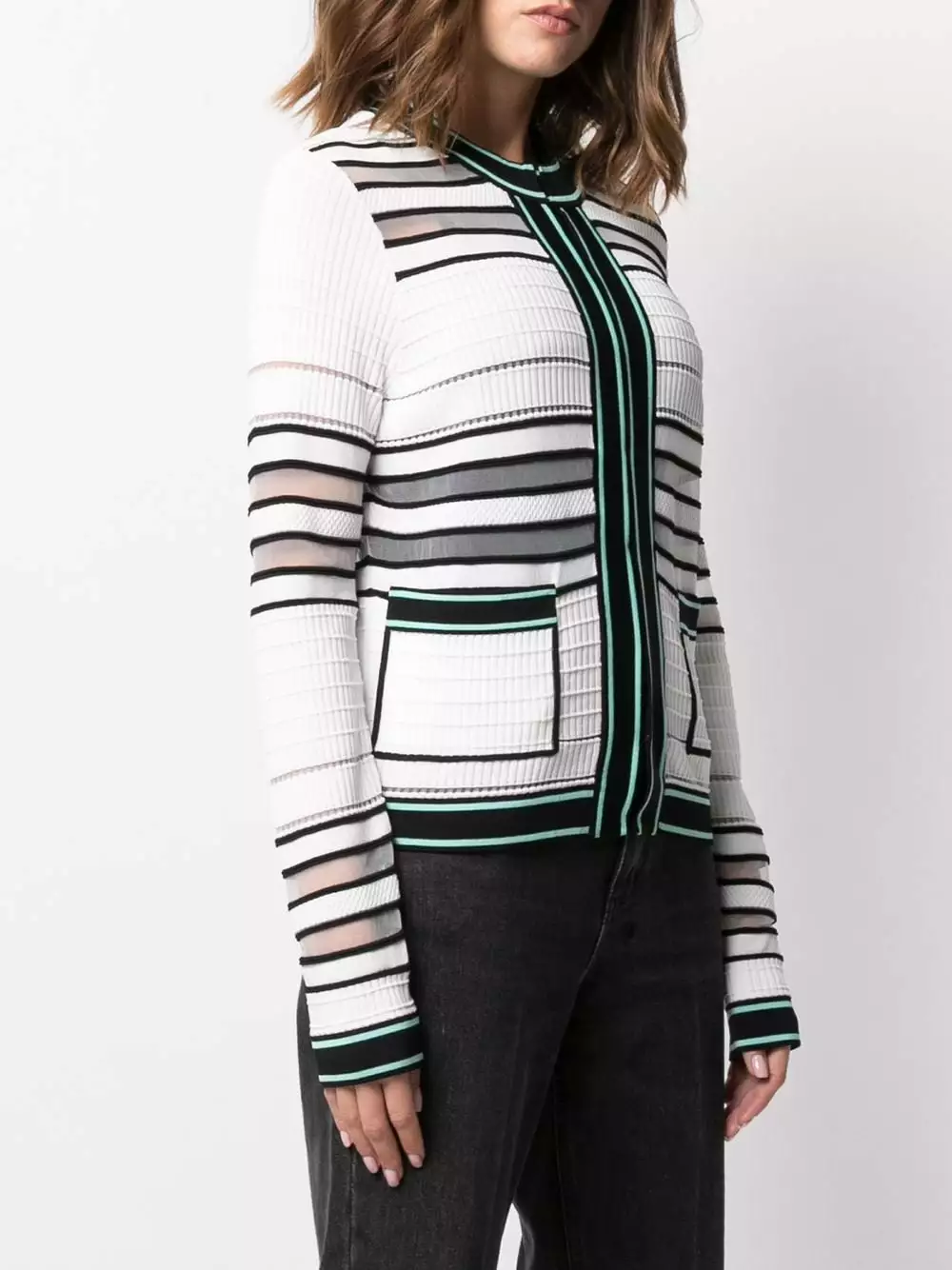 Karl Lagerfeld striped bouclé cardigan