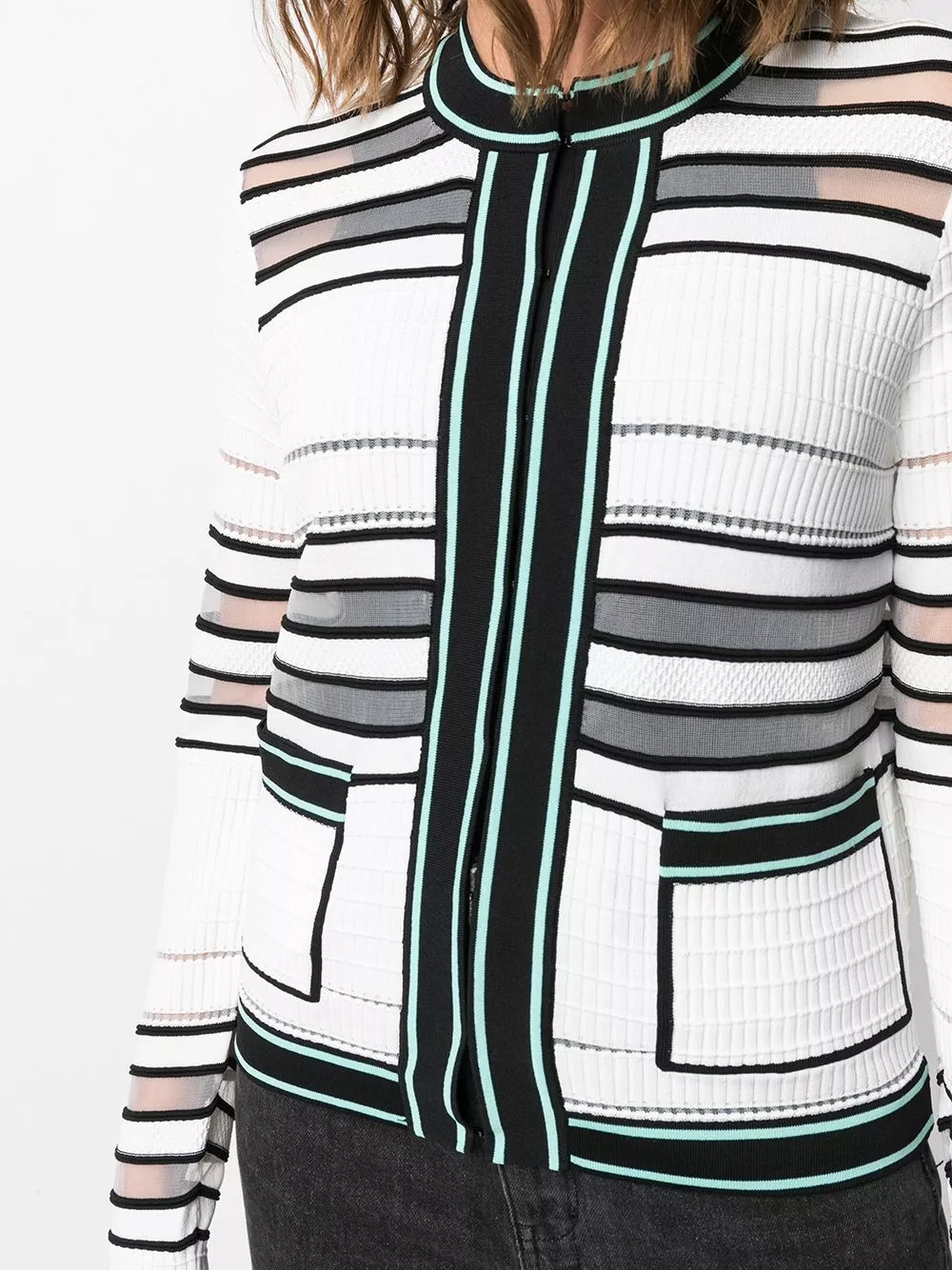 Karl Lagerfeld striped bouclé cardigan