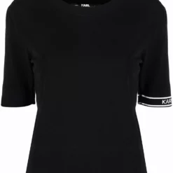 Karl Lagerfeld logo intarsia short-sleeve jumper