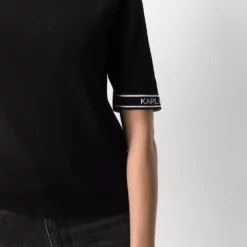 Karl Lagerfeld logo intarsia short-sleeve jumper