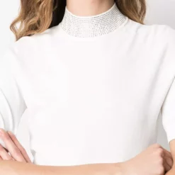 Karl Lagerfeld rhinestones mock neck jumper