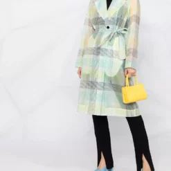 Karl Lagerfeld checked organza trench coat