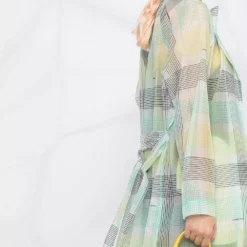 Karl Lagerfeld checked organza trench coat