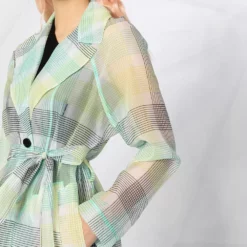 Karl Lagerfeld checked organza trench coat