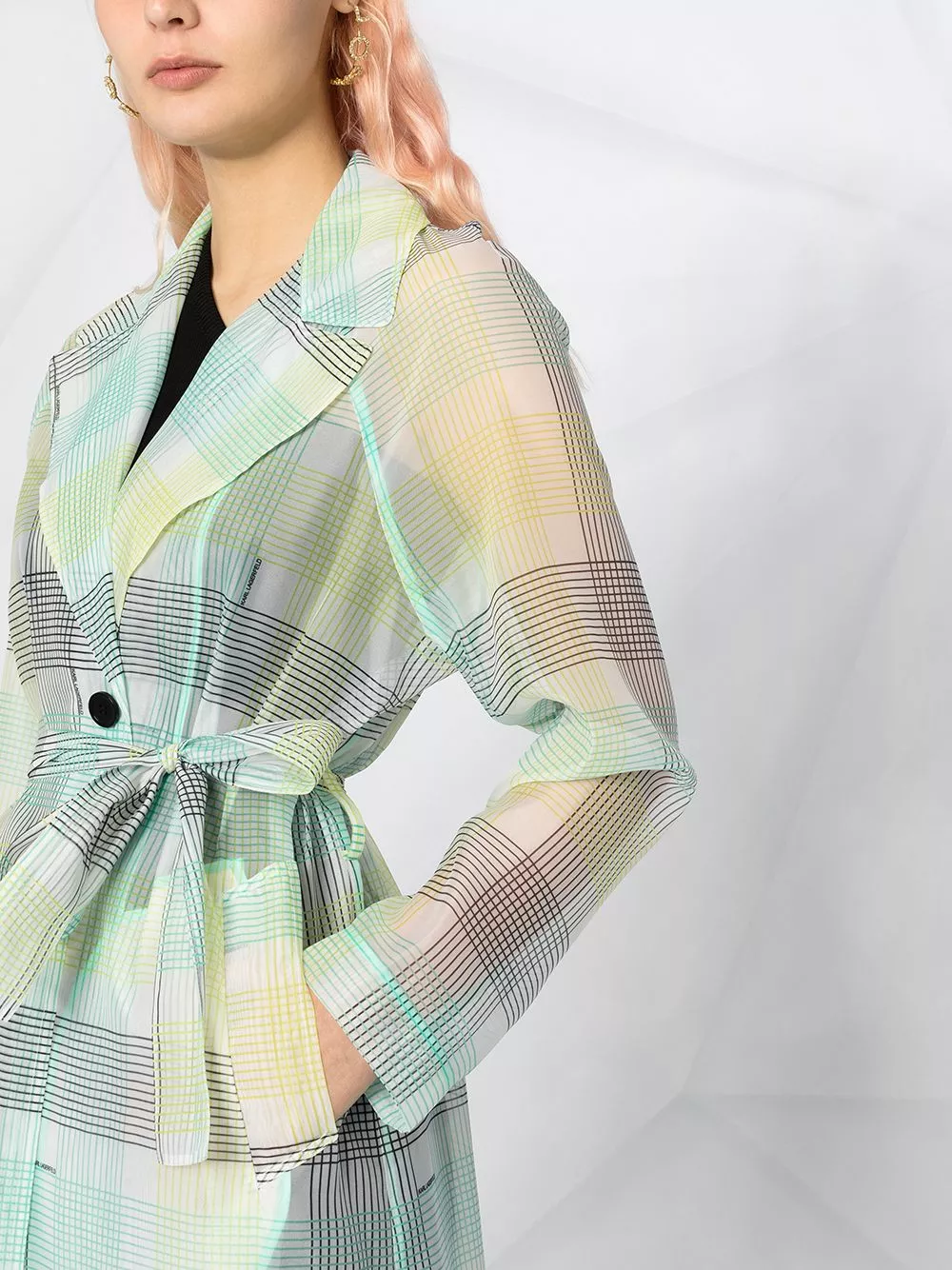Karl Lagerfeld checked organza trench coat