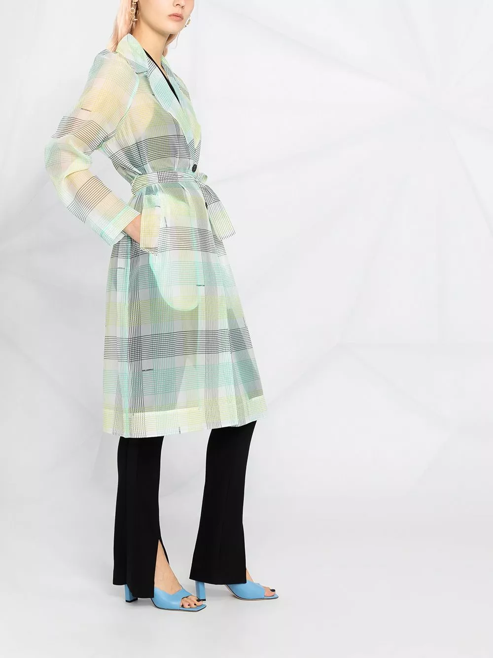 Karl Lagerfeld checked organza trench coat