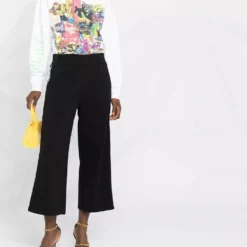 Karl Lagerfeld logo tape cropped trousers