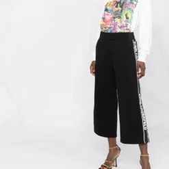 Karl Lagerfeld logo tape cropped trousers