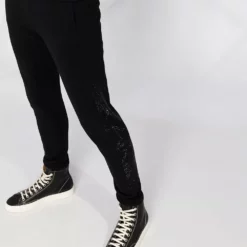Karl Lagerfeld rhinestone logo straight trousers
