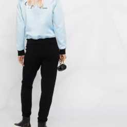 Karl Lagerfeld rhinestone logo straight trousers