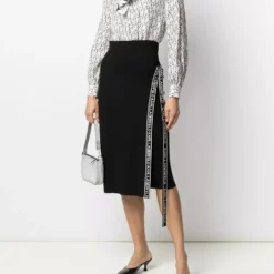 Karl Lagerfeld tape wrap knit skirt