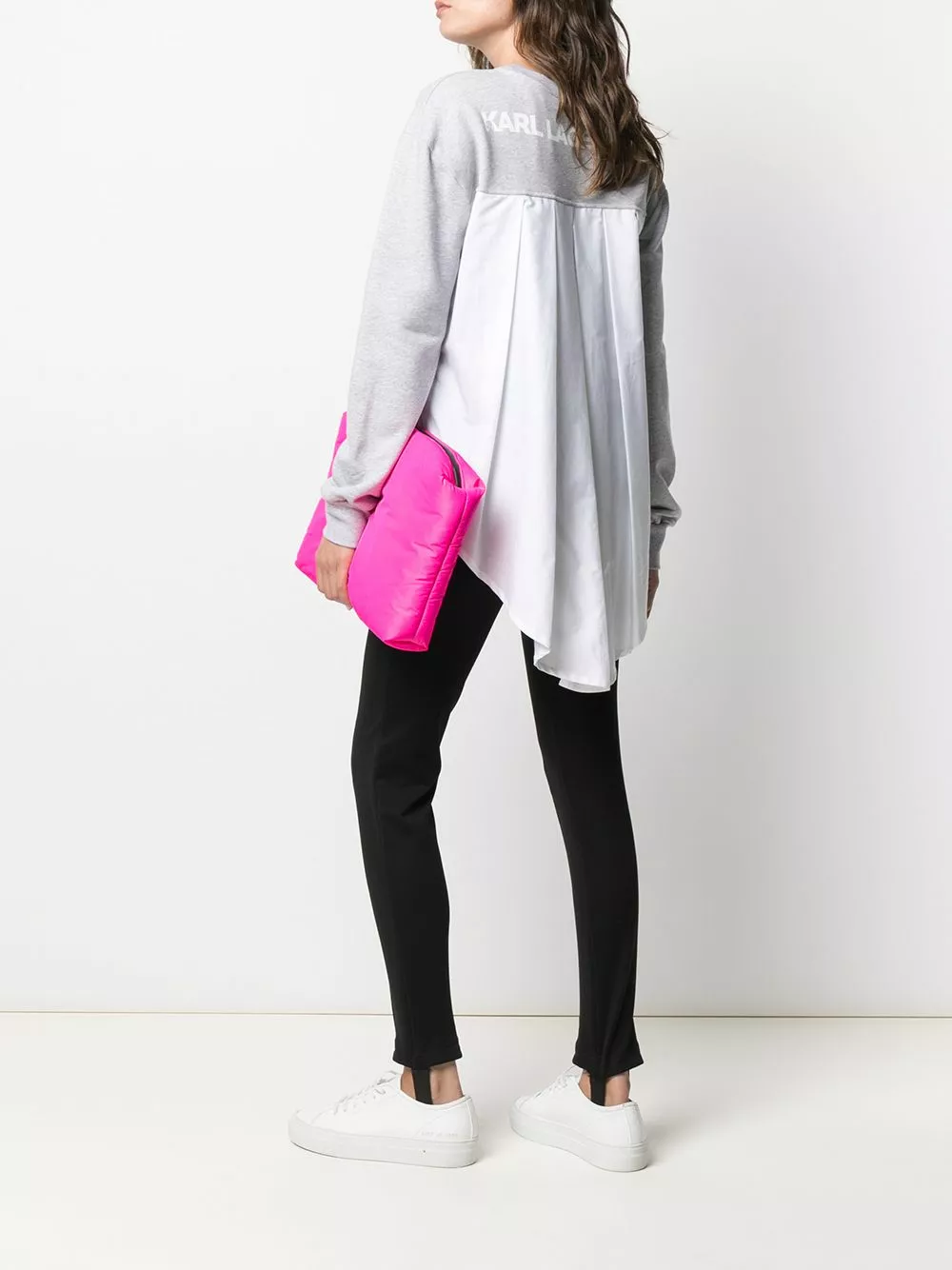 Karl Lagerfeld embroidered-logo pleated-panel sweatshirt