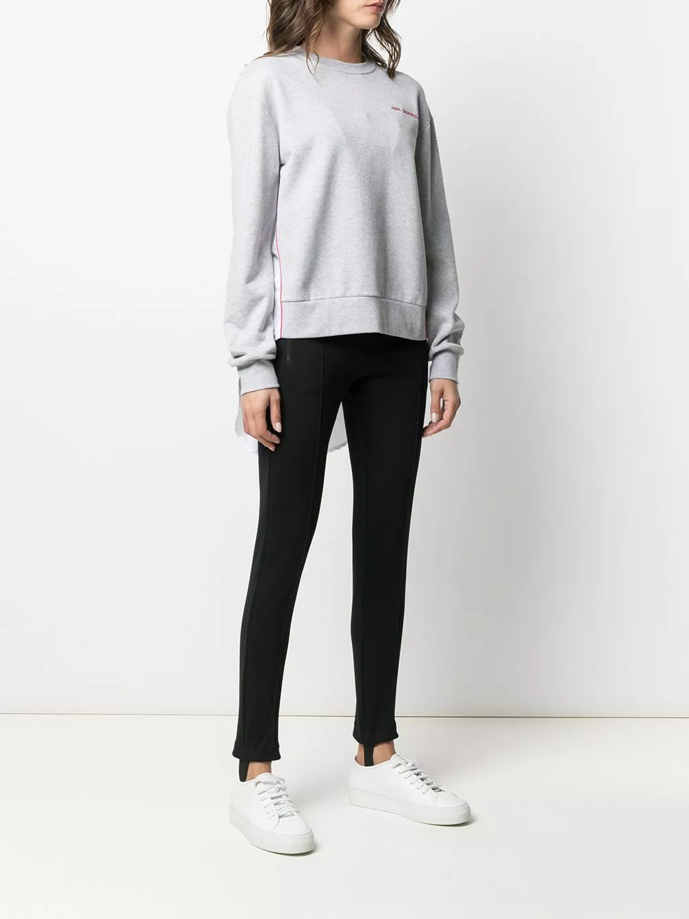 Karl Lagerfeld embroidered-logo pleated-panel sweatshirt