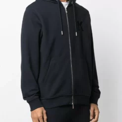 Karl Lagerfeld embroidered-logo zip-up hoodie