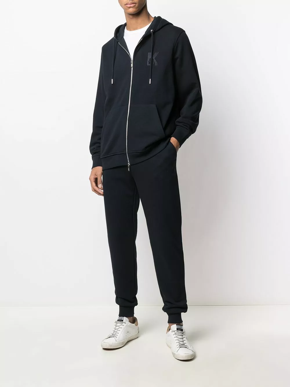 Karl Lagerfeld embroidered-logo zip-up hoodie