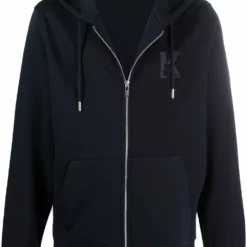 Karl Lagerfeld embroidered-logo zip-up hoodie