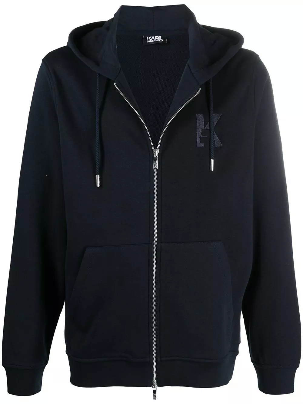 Karl Lagerfeld embroidered-logo zip-up hoodie