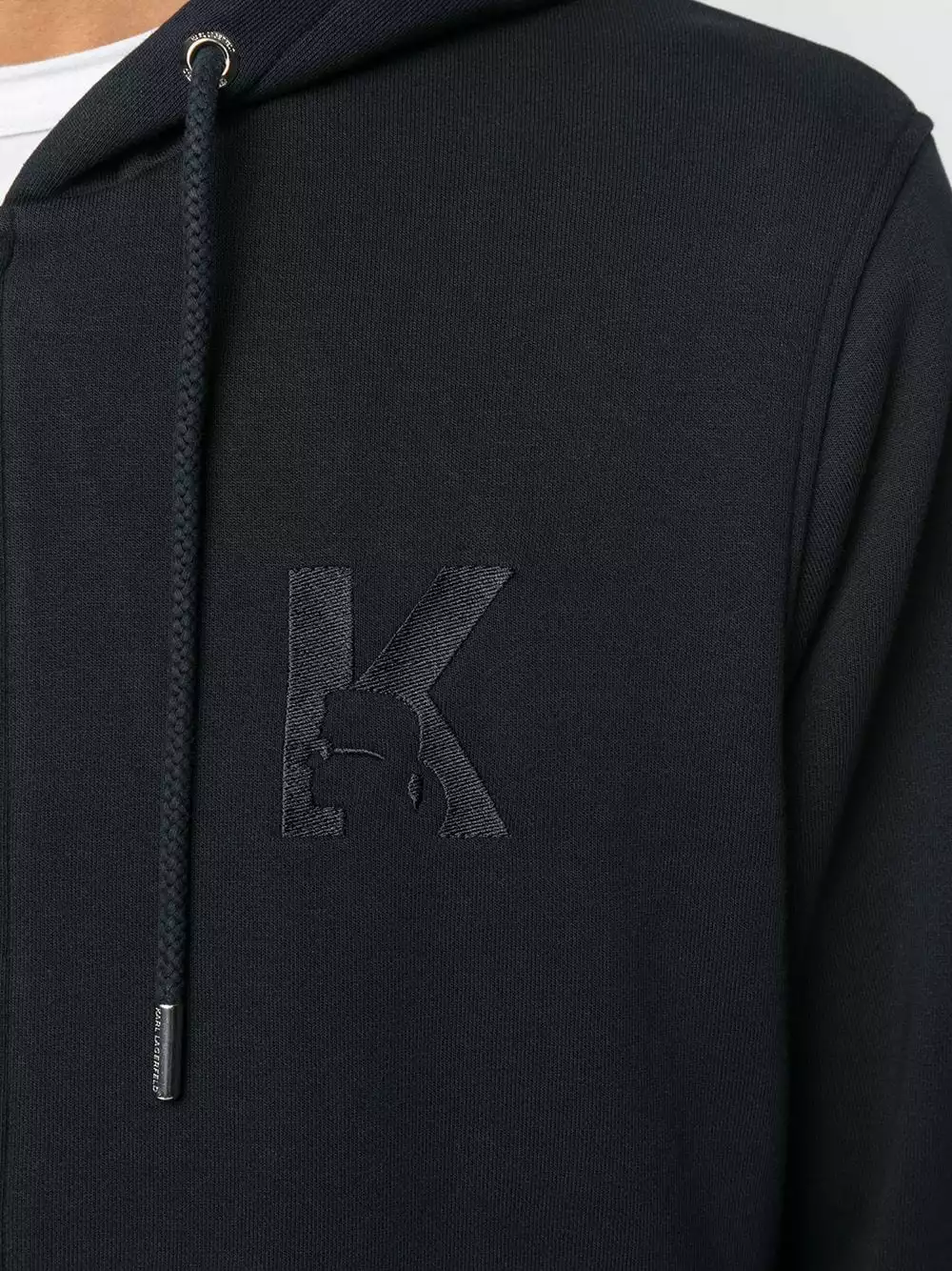 Karl Lagerfeld embroidered-logo zip-up hoodie
