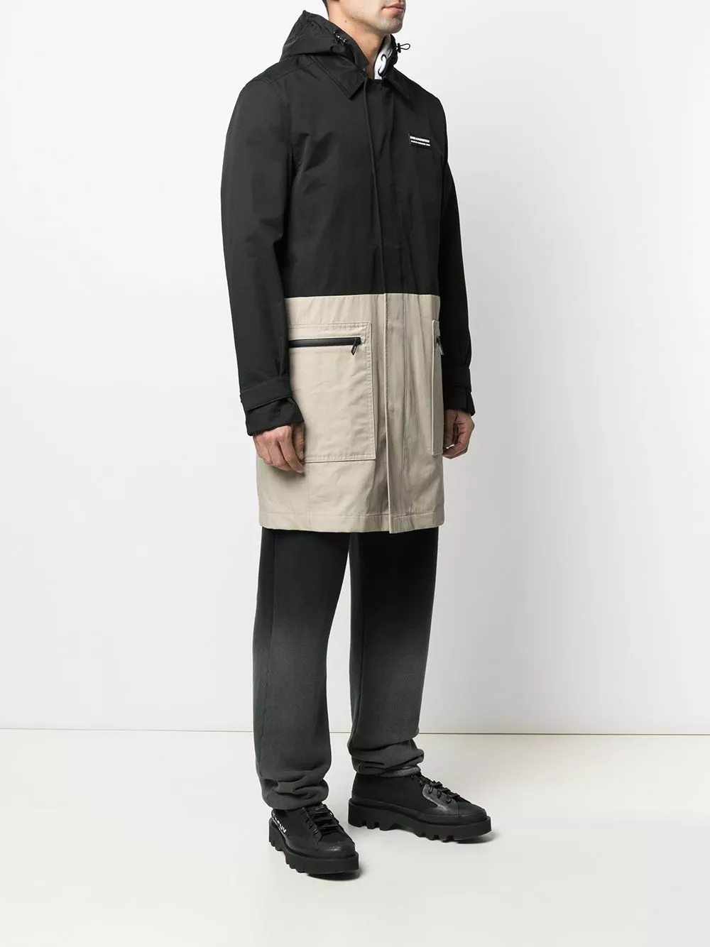 Karl Lagerfeld two-tone hooded coat