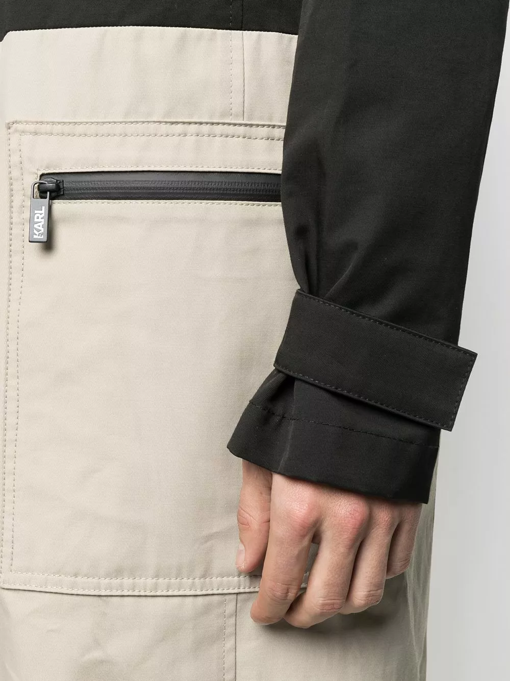 Karl Lagerfeld two-tone hooded coat