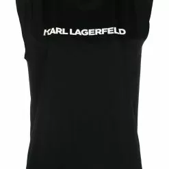 Karl Lagerfeld logo-print padded shoulder tank top
