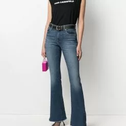 Karl Lagerfeld logo-print padded shoulder tank top