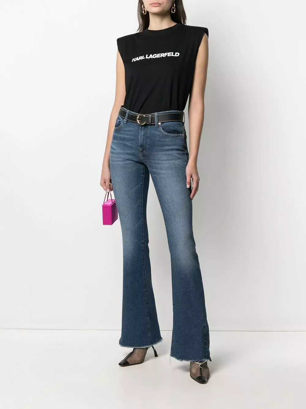 Karl Lagerfeld logo-print padded shoulder tank top