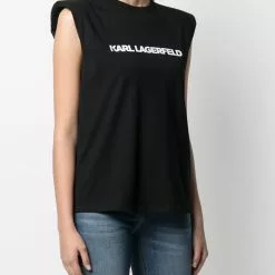 Karl Lagerfeld logo-print padded shoulder tank top