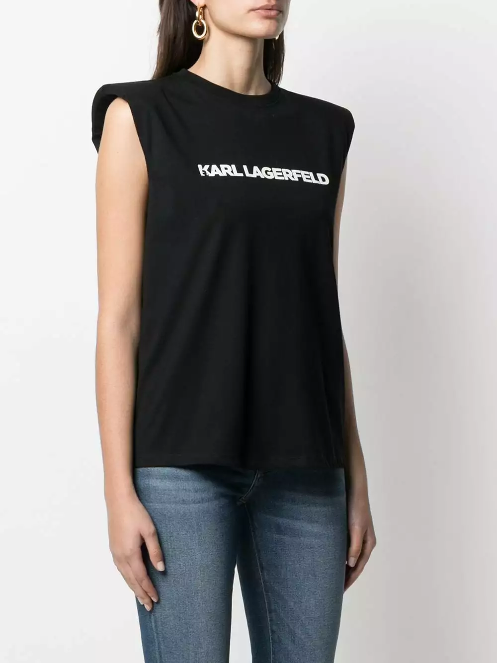 Karl Lagerfeld logo-print padded shoulder tank top
