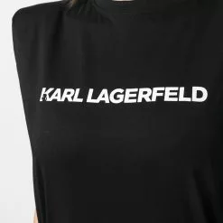 Karl Lagerfeld logo-print padded shoulder tank top