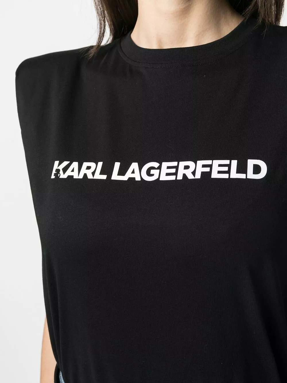 Karl Lagerfeld logo-print padded shoulder tank top