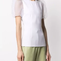 Karl Lagerfeld organza sleeve slim-fit T-shirt