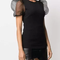 Karl Lagerfeld organza-sleeved top