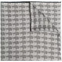 Karl Lagerfeld logo-print two-tone fringed scarf