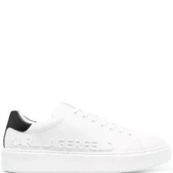 Karl Lagerfeld debossed leather lace-up sneakers