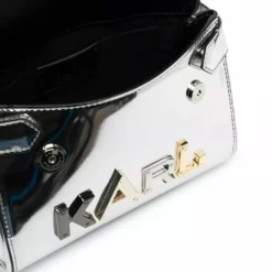 Karl Lagerfeld metallic-print logo-plaque tote bag