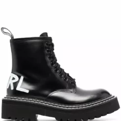 Karl Lagerfeld Troupe brush-logo combat boots