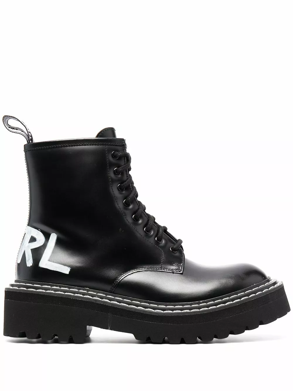 Karl Lagerfeld Troupe brush-logo combat boots