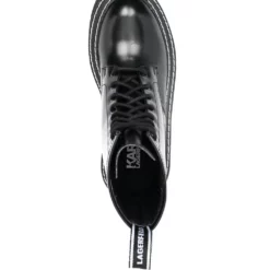 Karl Lagerfeld Troupe brush-logo combat boots