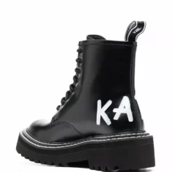 Karl Lagerfeld Troupe brush-logo combat boots