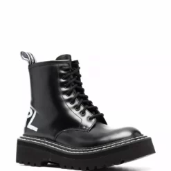 Karl Lagerfeld Troupe brush-logo combat boots