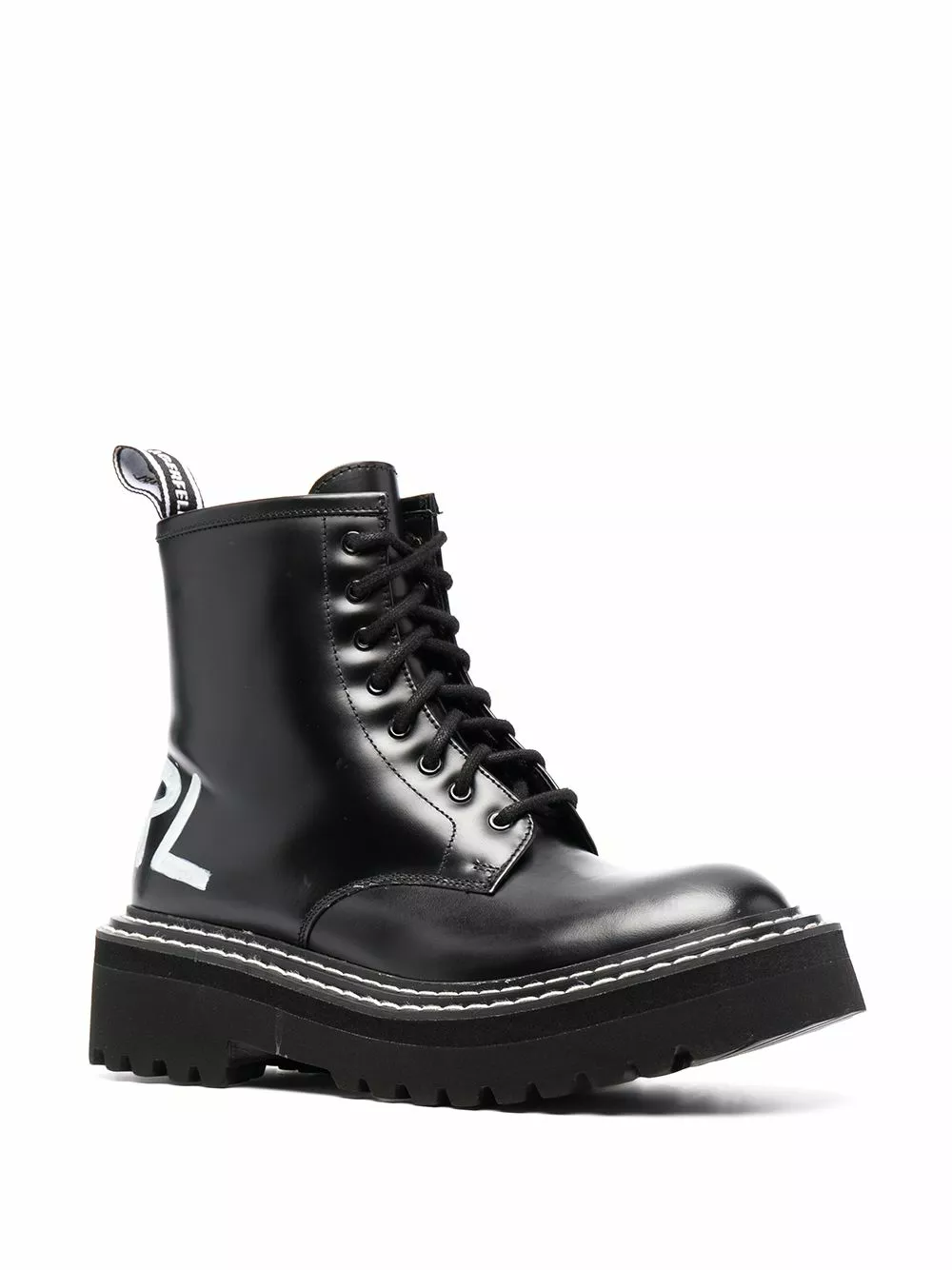 Karl Lagerfeld Troupe brush-logo combat boots